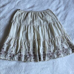 Floral Embroidered Cream Skirt